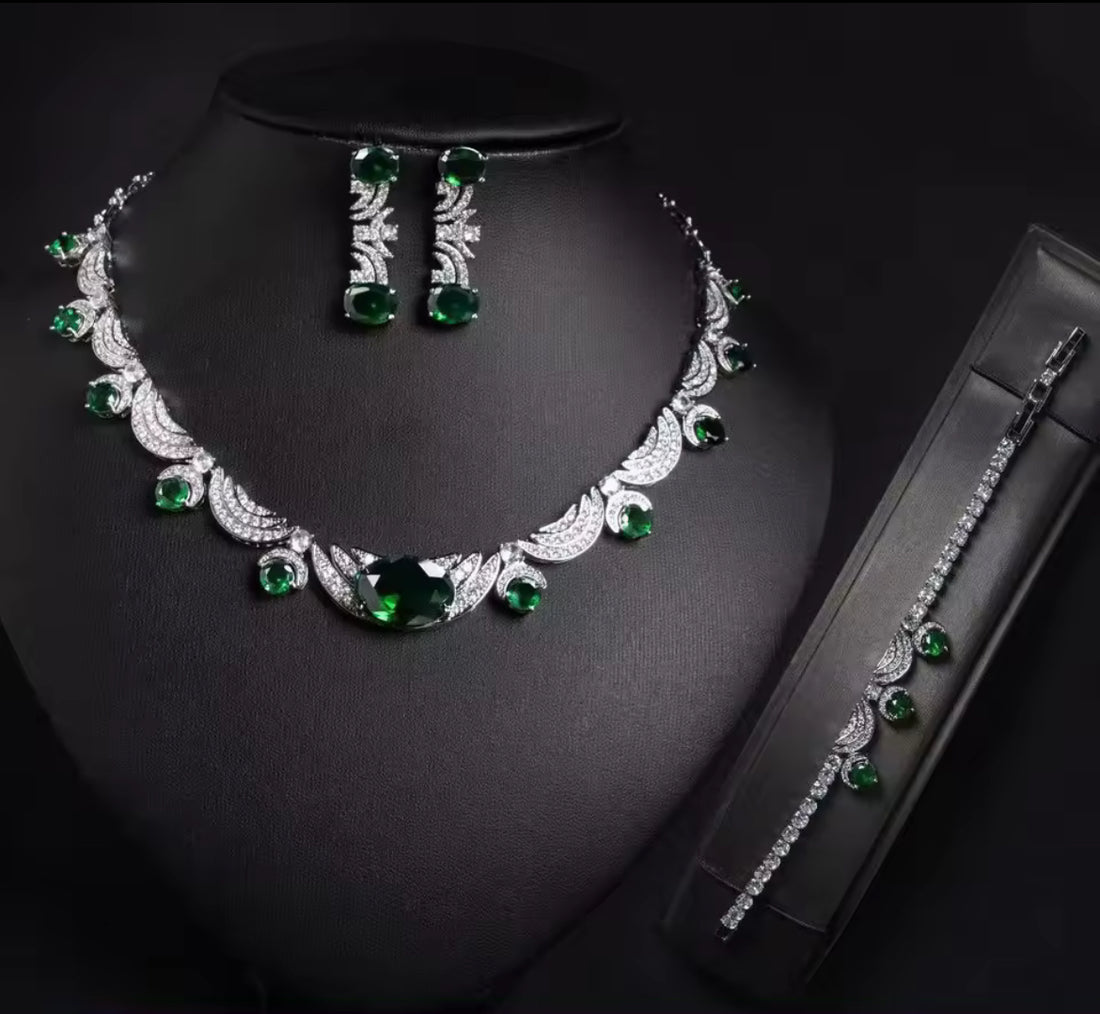 Cubic Zirconia Platinum Plated Full Jewelry Set