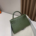 Mini Kelly Ostrich Olive Green - My Luxury Closet