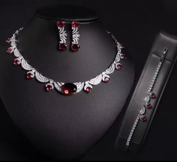 Cubic Zirconia Platinum Plated Full Jewelry Set