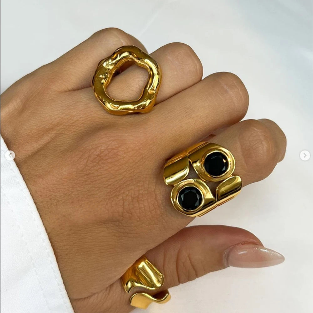 18K Gold Plated Stainless Steel Zircon Ring