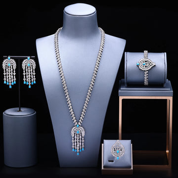 Cubic  Zirconia Platinum Plated  Full Jewelry Set