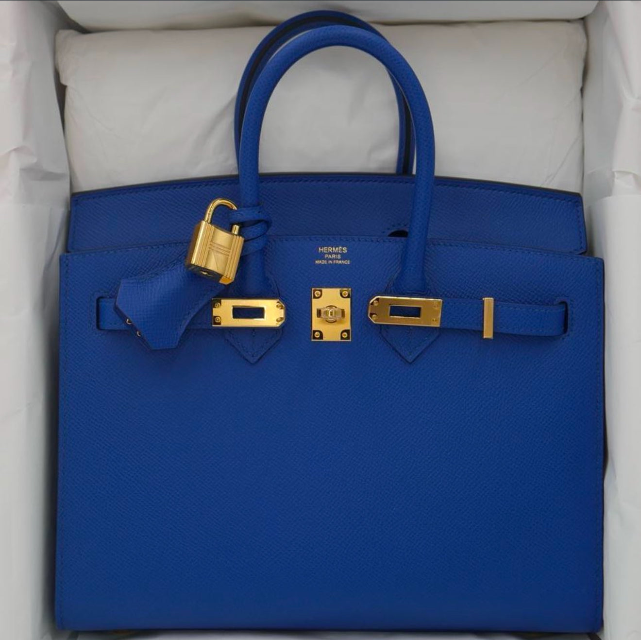 Bleu Royale Epsom Leather Bag - My Luxury Closet