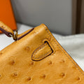 Mini Kelly Ostrich Safran Bag - My Luxury Closet