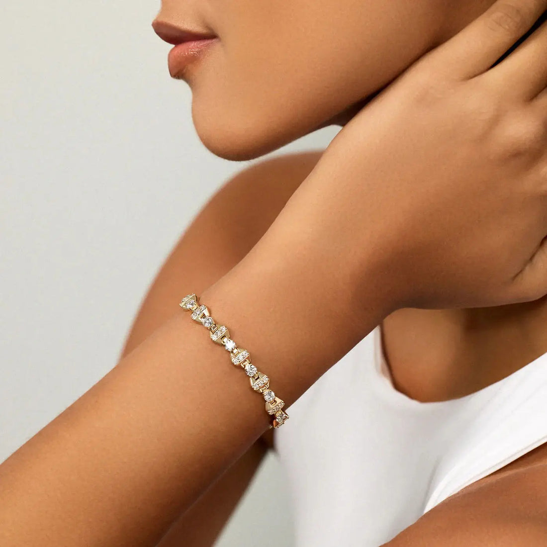 18K Gold and Platinum Plated Cubic Zirconia Necklace Bracelet