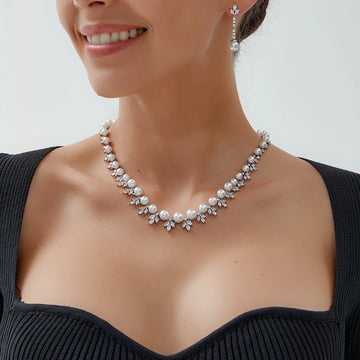 Pearl Platinum Plated Jewelry Set