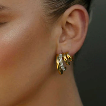 18K Gold and Platinum Plated Stainless Steel Earrings - My Luxury Closet