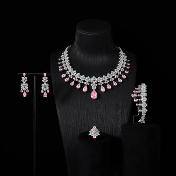 Cubic Zirconia Platinum Plated Jewelry Set