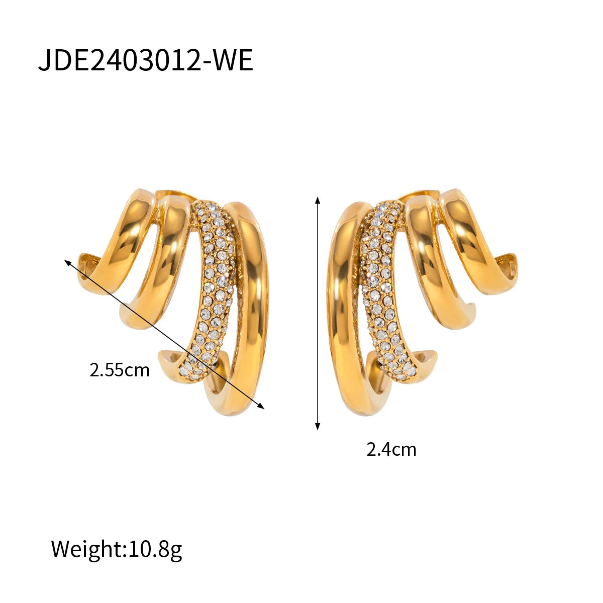 18K Gold and Platinum Plated Stainless Steel Earrings - My Luxury Closet