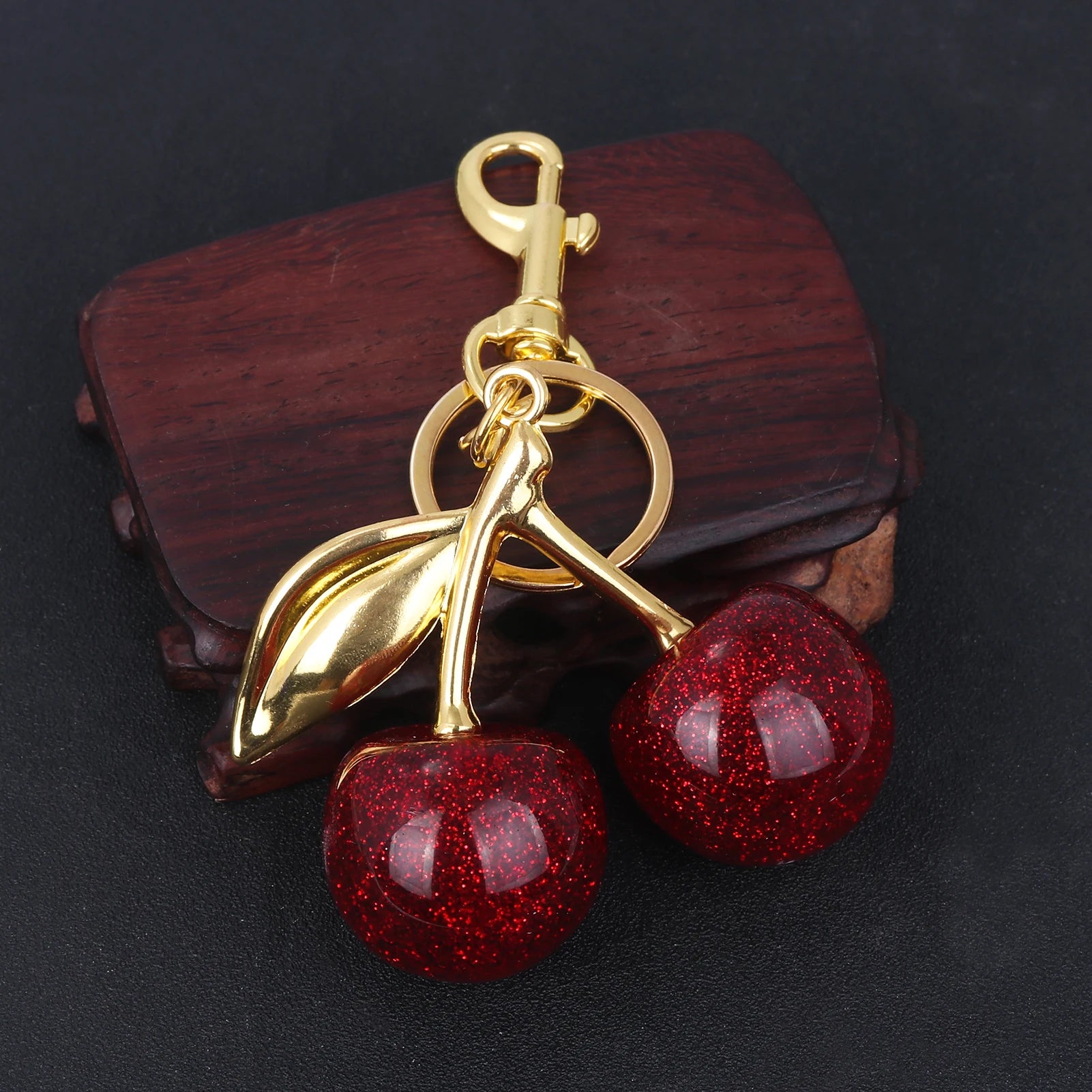 Gold Plated Red Cherry Keychain - My Luxury Closet