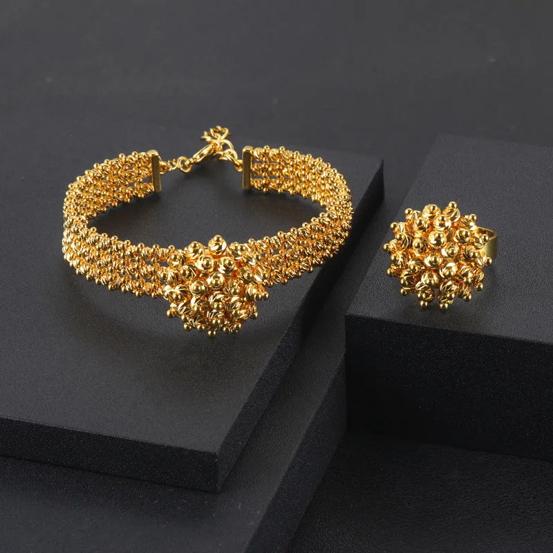 Gold and Platinum Plated Bangle with Ring Set