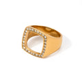 18K Gold Plated Stainless Steel Zircon Ring - My Luxury Closet