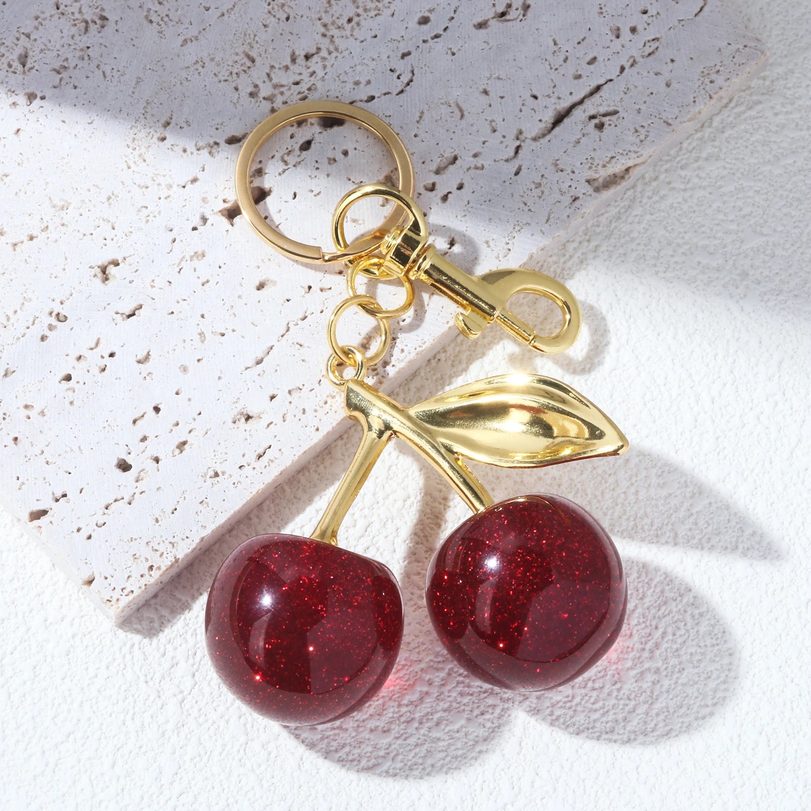 Gold Plated Red Cherry Keychain - My Luxury Closet