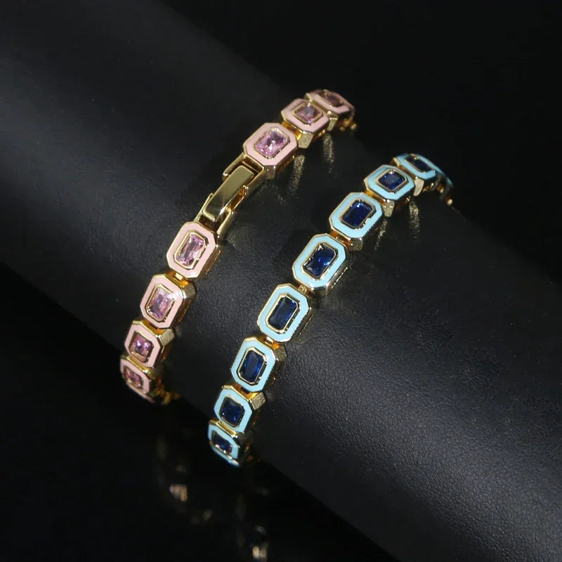 Colorful  Cubic ZirconiaEnamel Tennis Bracelet