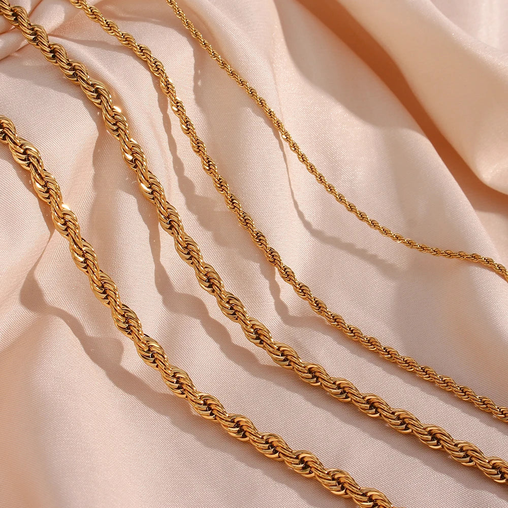 18K Gold Plated Stainless Steel Necklace and Bracelet