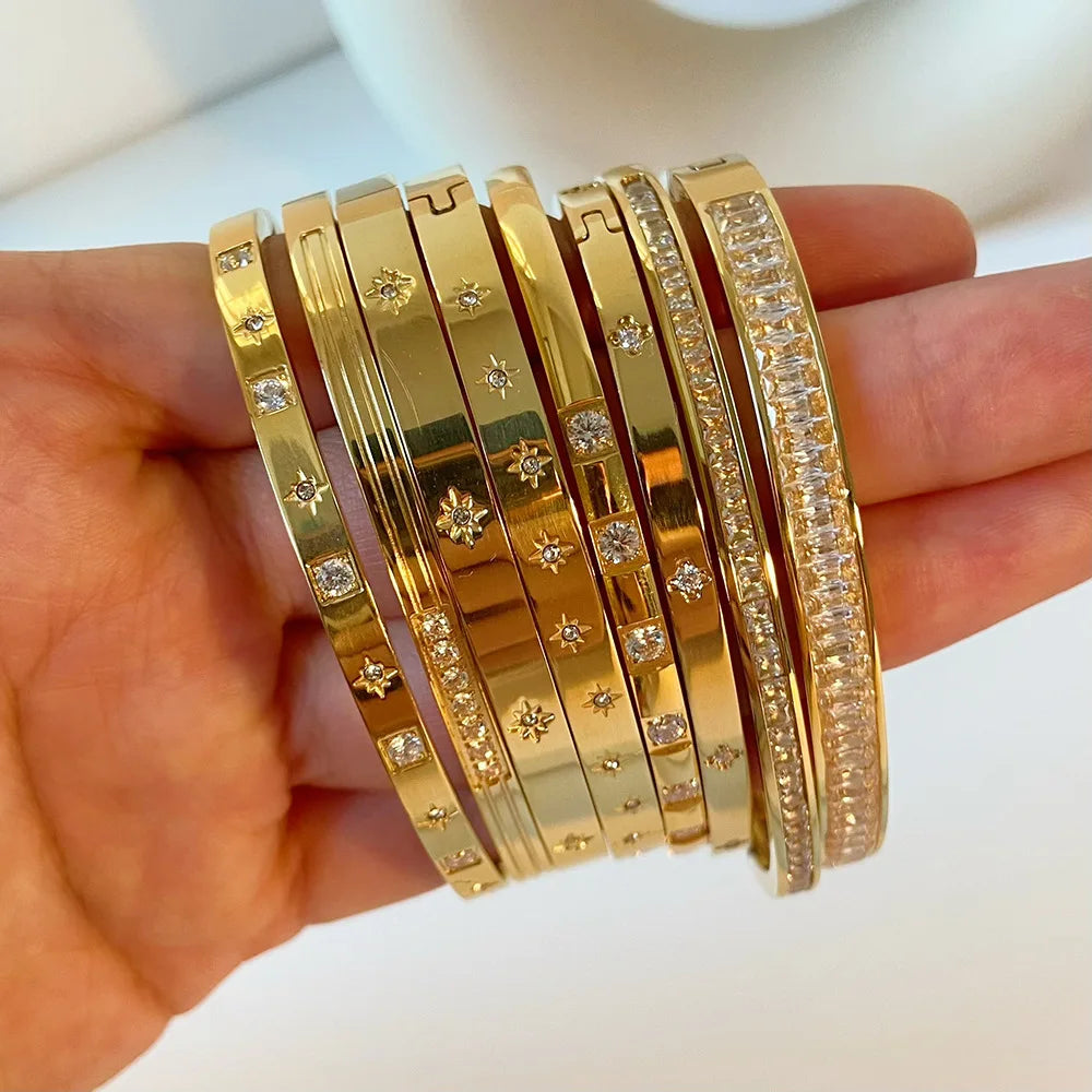 18K Gold and Platinum Plated Stainless Steel Bangle