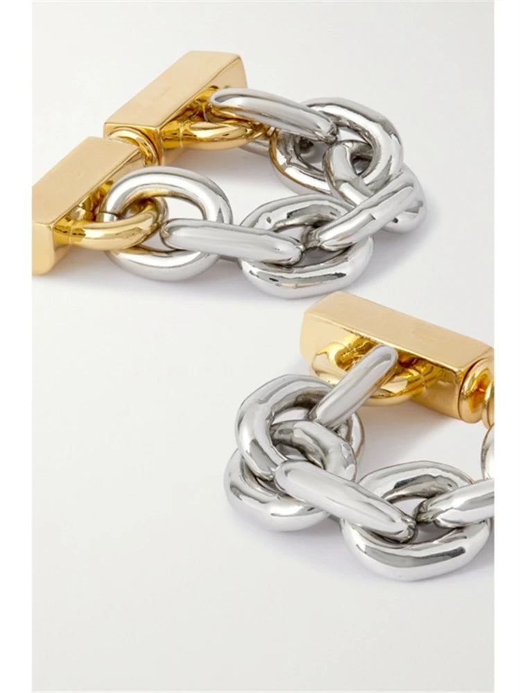 Gold and Platinum Plated Stainless Steel Chain Earrings