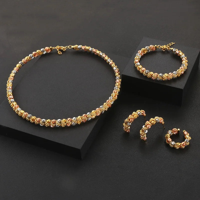 Four Pieces Gold and Platinum Plated Set - My Luxury Closet