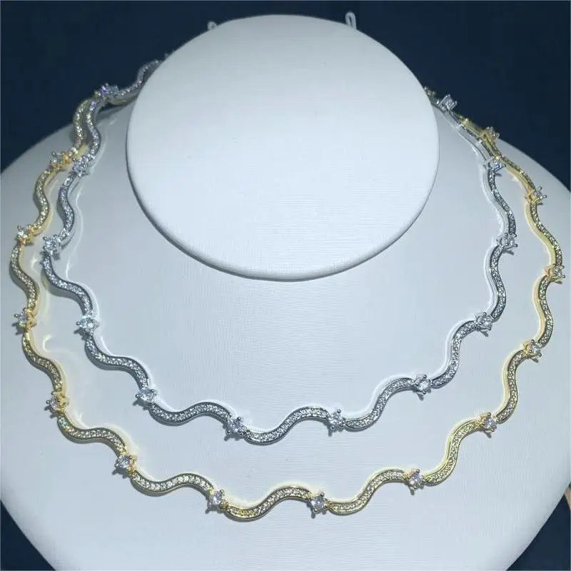 Cubic Zirconia 18K Gold and Platinum Plated Necklace