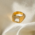 18K Gold Plated Stainless Steel Zircon Ring - My Luxury Closet